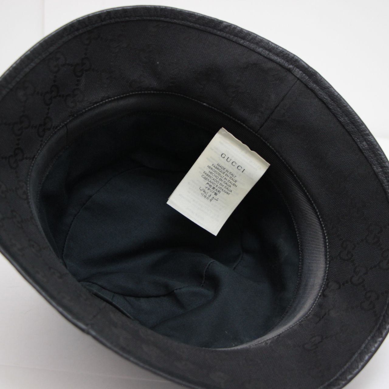 グッチ GUCCI GG バケット ハット 帽子 黒 キャンバス レザー