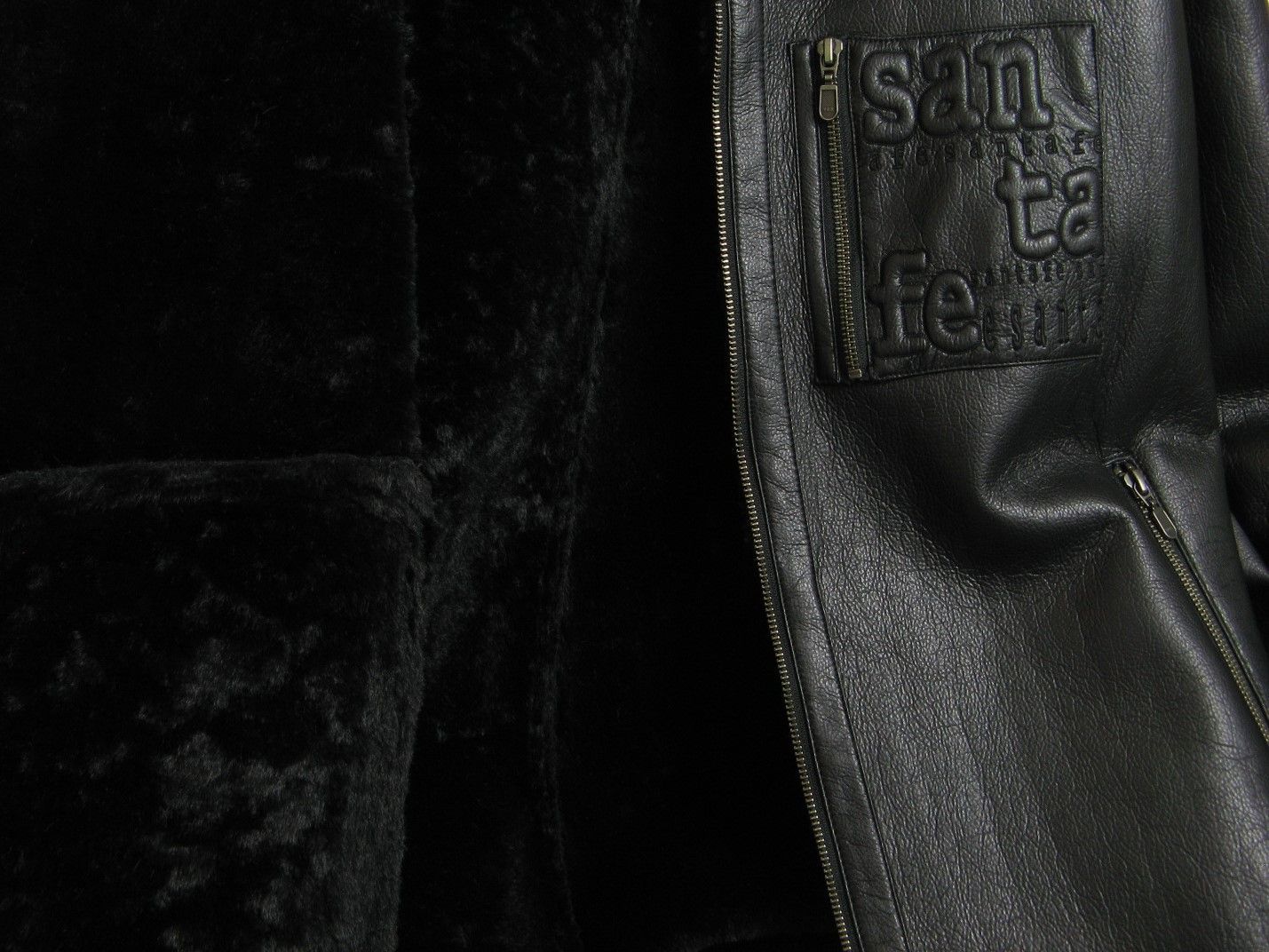 50%off サンタフェ★フェイクムートン ブルゾン（ブラッック）52（3L) 50%off サンタフェ☆フェイクムートン ブルゾン（ブラッック）52（3L