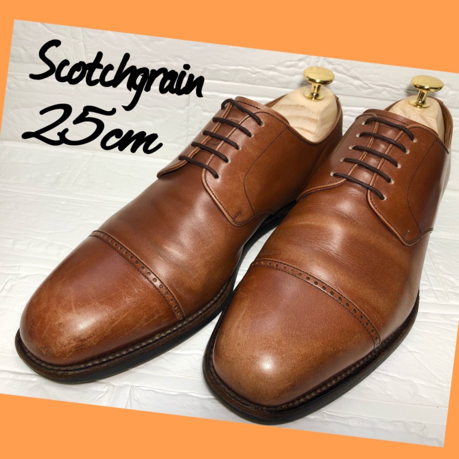 スコッチグレイン Scotchgrain ストレートチップ 革靴 25cm 茶色