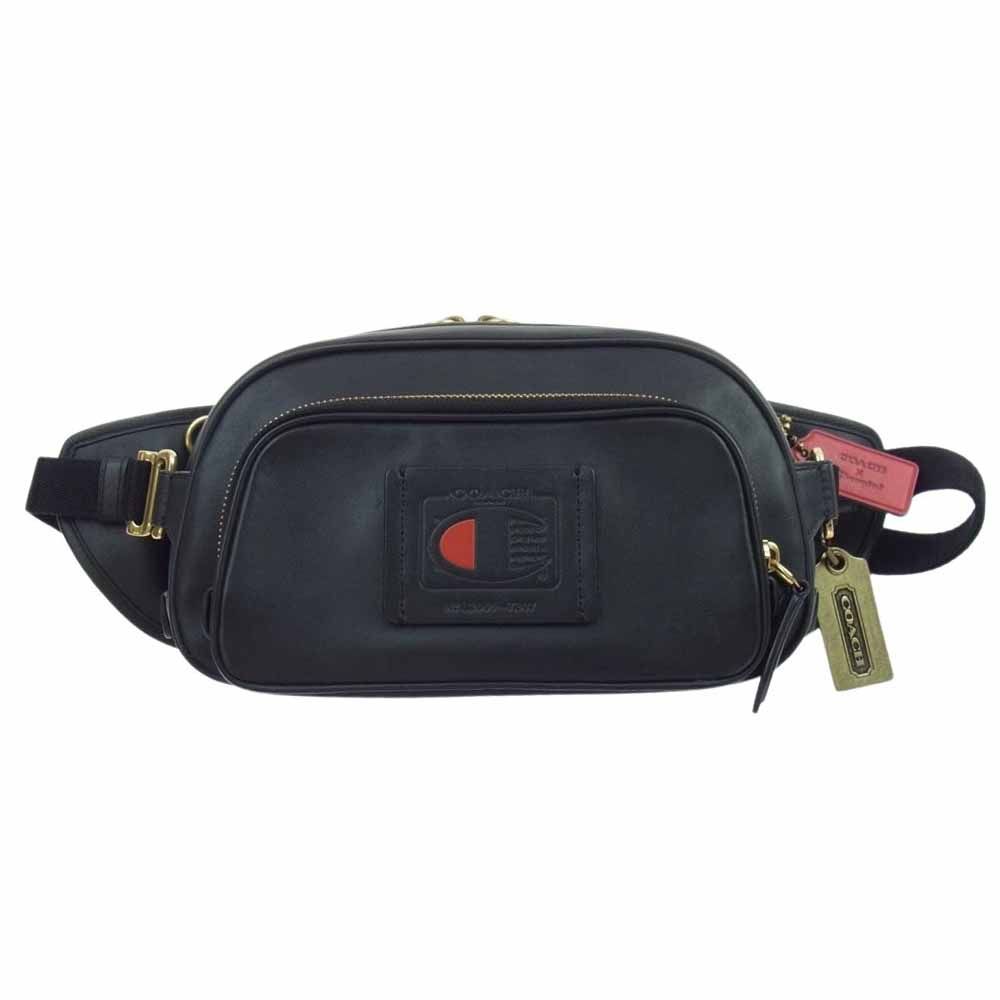 COACH コーチ ウエストバッグ L2061-7307 × Champion チャンピオン レザー ボディバッグ ウェスト バッグ ブラック系