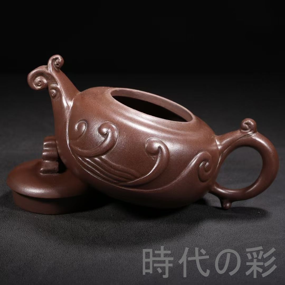 中国古美術 中国宜興 紫砂壺 如意壺 底款 汪寅仙 原鉱紫泥 急須 茶壺 煎茶道具 唐物 茶銚 在銘 茶道具 時代陶器 收藏品 R07101802 SKLAD-KIRPICHA_RU