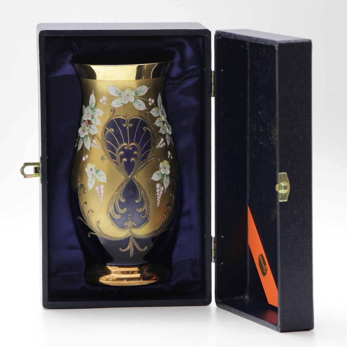 ボヘミアンガラス フラワーベース 金彩 エナメル彩色 BOHEMIA - メルカリ