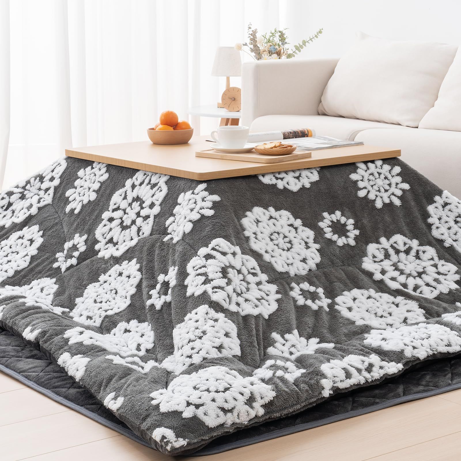 適応こたつ台 80～90×135～150cm 両面使える ふわふわ リバーシブル フランネル ぽかぽか ジャガードボア ぬくぬく 厚手 こたつ掛け布団 冬用 あったか こたつ用布団 洗える 205x285cm 単品 静電気防止 こたつふとん 大判 毛抜けない