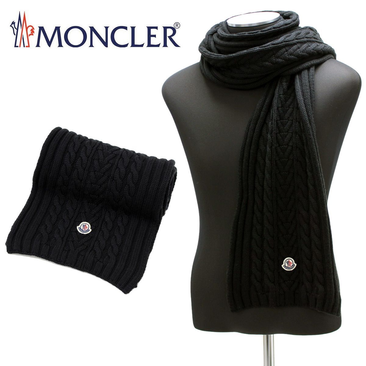 132 MONCLER モンクレール 9974400 A9146 ブラック マフラー SCIARPA