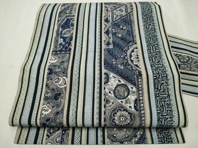 平和屋着物●全通柄　九寸名古屋帯　吉祥更紗花間道　正絹　逸品　CAAR7909hy 平和屋着物○全通柄 九寸名古屋帯 吉祥更紗花間道 正絹 逸品