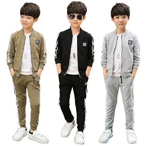 グレー_140 [ZFZTLYEL] 子供服 男の子 ボーイズ 春秋 ジャージ 上下セット セットアップ 男児 防寒 キッズ ダンス 運動着 スポーツウェア カジュアルスーツ アウターコート ロングパンツ 120 130 140