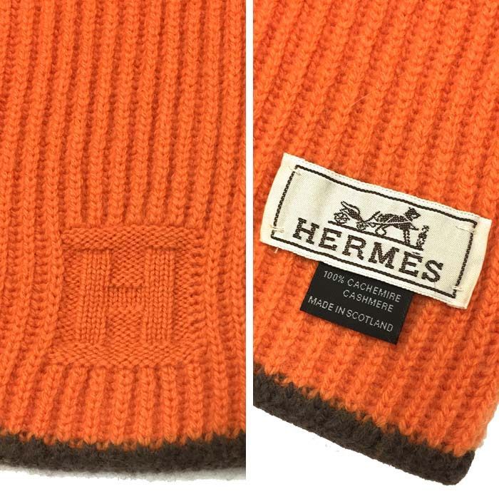 誠実 HERMES エルメス カシミヤ マフラー オレンジ aq8102 - 通販