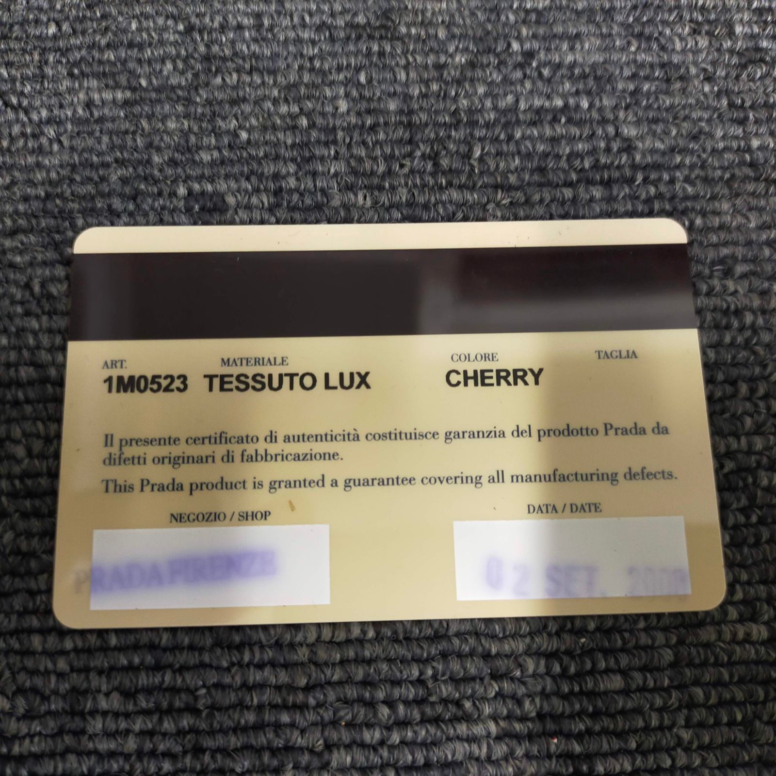 本体ありません PRADA プラダ ギャランティカード 箱のみ TESSUTO LUX 