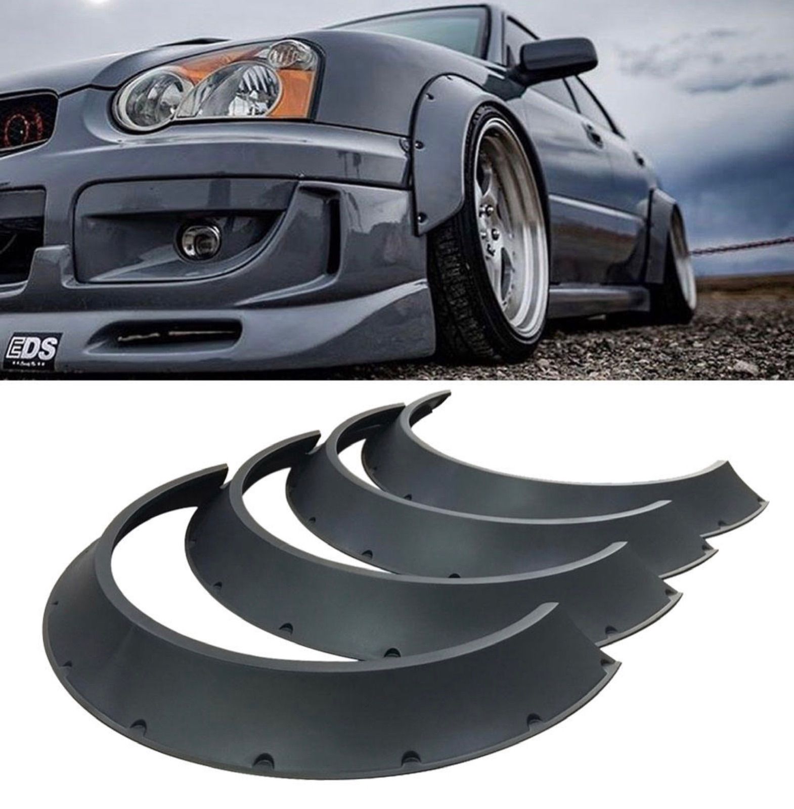 汎用 逆反り オーバーフェンダー PP製 4枚セット 片側出幅 80mm 8cm 艶消し 黒 マットブラック ドレスアップ 旧車 走り屋 送料無料/6 PP製 柔軟性、弾力性が高い 逆反り ワイド オーバーフェンダー