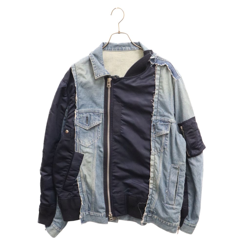 Sacai (サカイ) 19SS Re-Make MA-1 Doccing Denim Jacket 再構築ドッキングデニムジャケット インディゴ/ネイビー 19-01897M