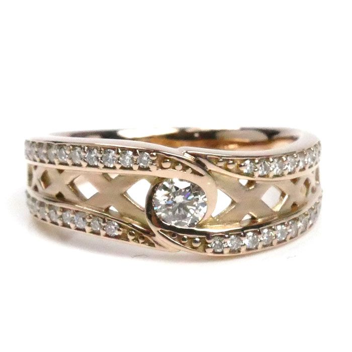 K18PG ピンクゴールド リング・指輪 ダイヤモンド0.36ct 11号 4.7g  