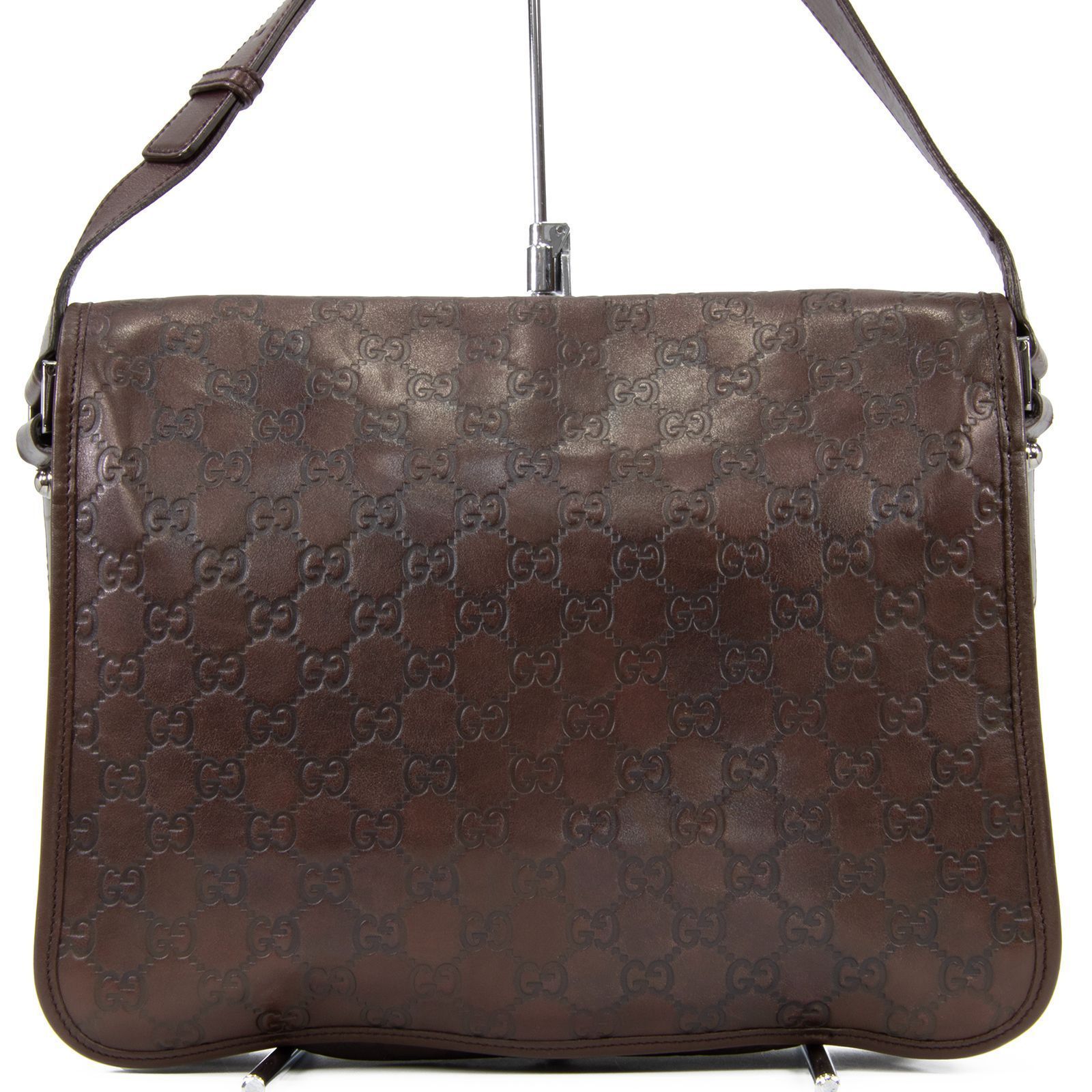 本物 グッチ 2WAYショルダーバッグ メンズ シマレザー 茶色 斜め掛け GG 本物 グッチ 2WAYショルダーバッグ メンズ シマレザー 茶色 斜め
