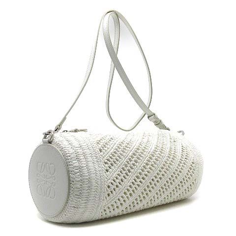 ロエベ LOEWE ブレスレット ポーチ ショルダーバッグ ラフィア レザー 