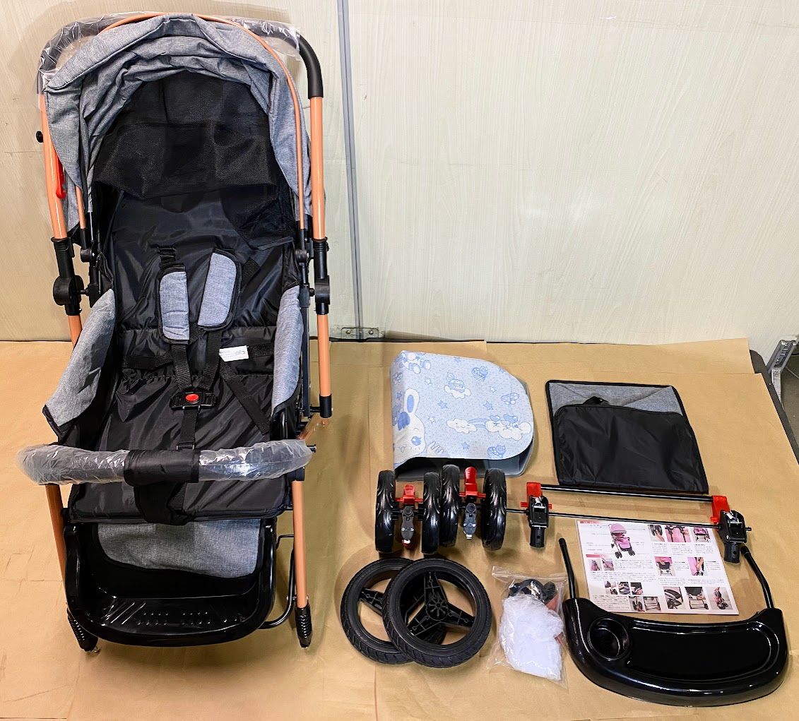 【極美品】ベビーカー A/B型 軽量 コンパクト baby car baby stroller ベビーカー 新生児 折りたたみ