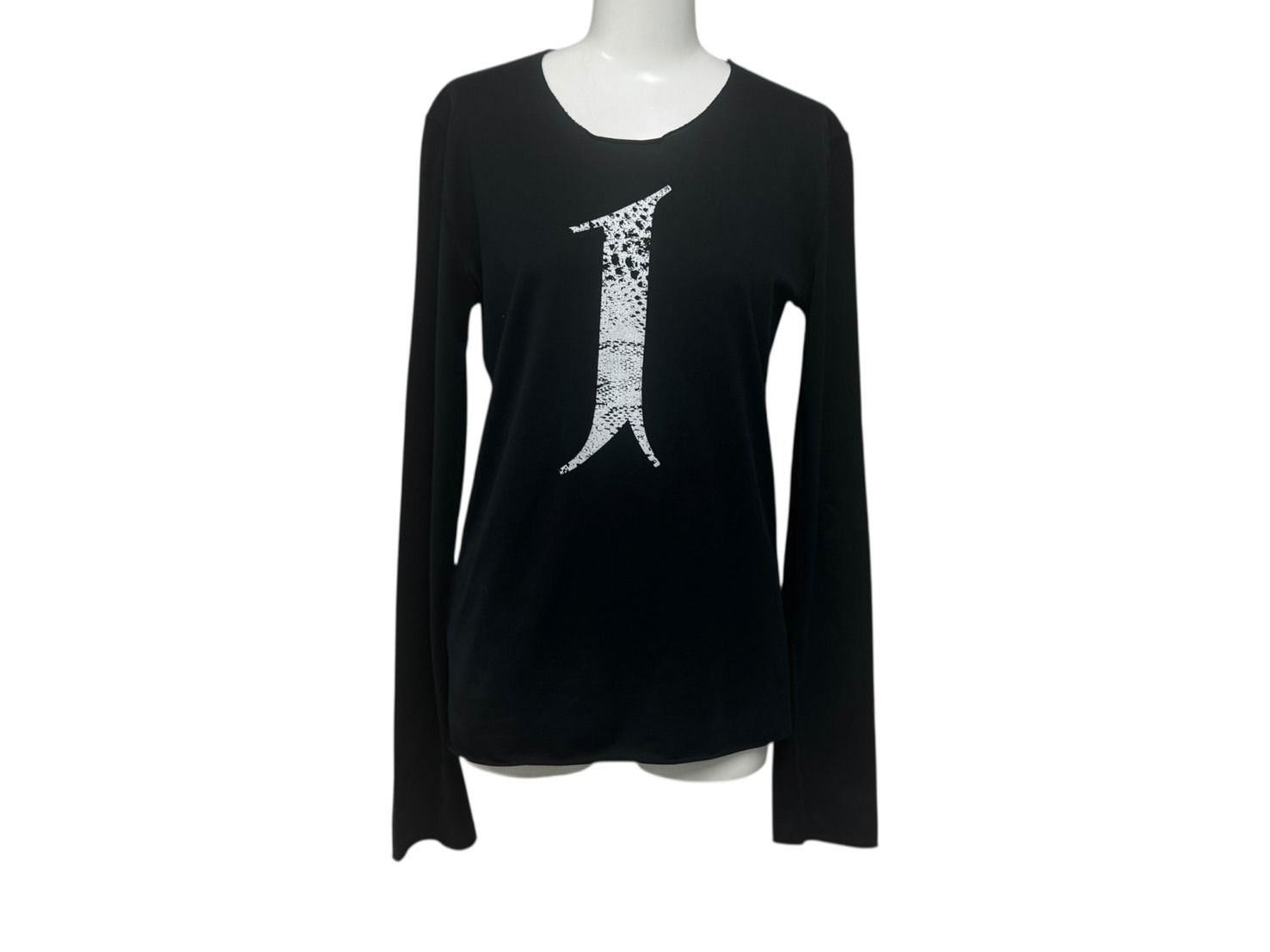 lucien pellat finet ルシアンペラフィネ 長袖Tシャツ ロングスリーブTシャツ ブラック ホワイト サイズS 4b006354