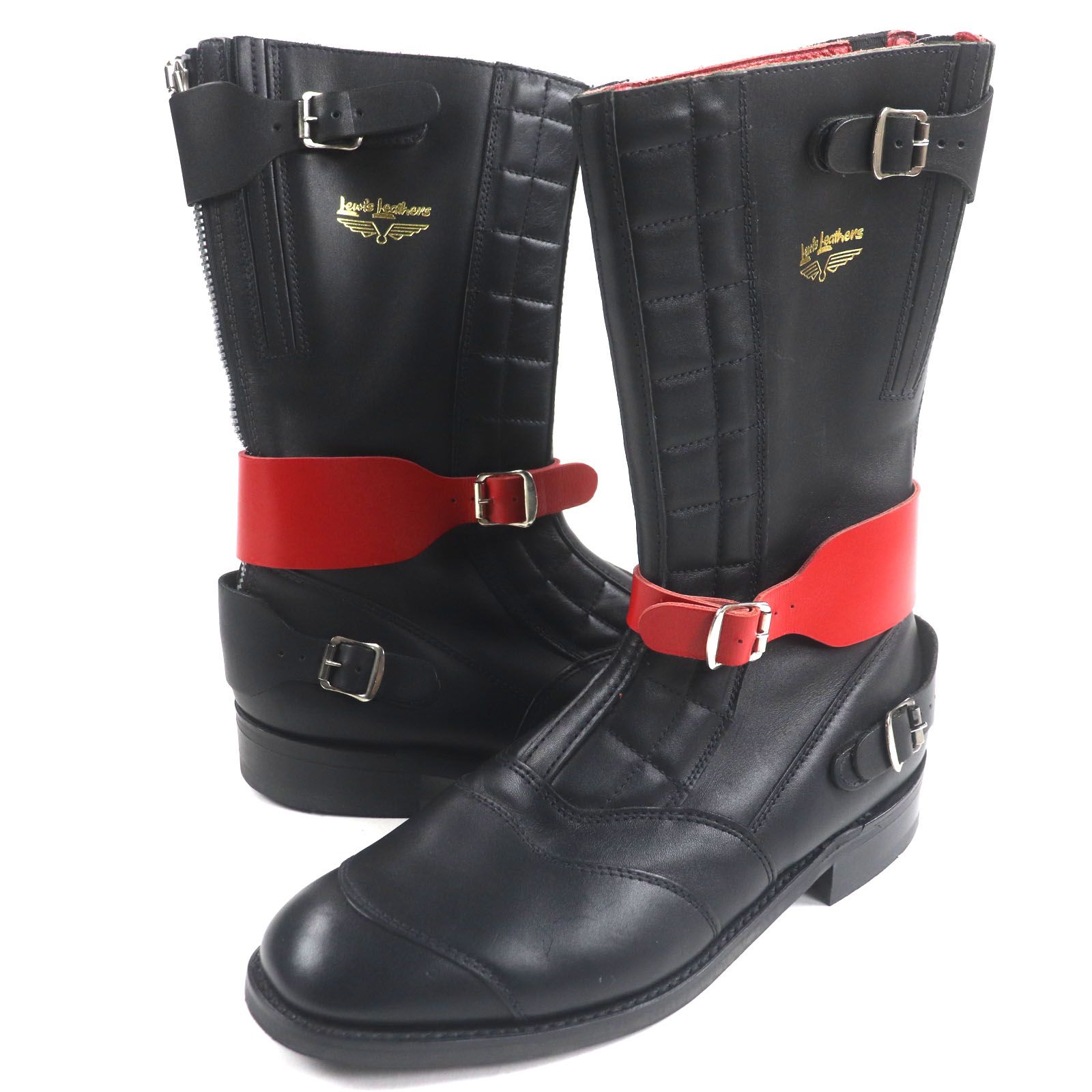 COMME des GARCONS Lewis Leathers コムデギャルソン ルイスレザー ATLANTIC BOOT アトランティック レザー ベルト付き ジップアップ エンジニアブーツ ブラック 11 イングランド製 メンズ