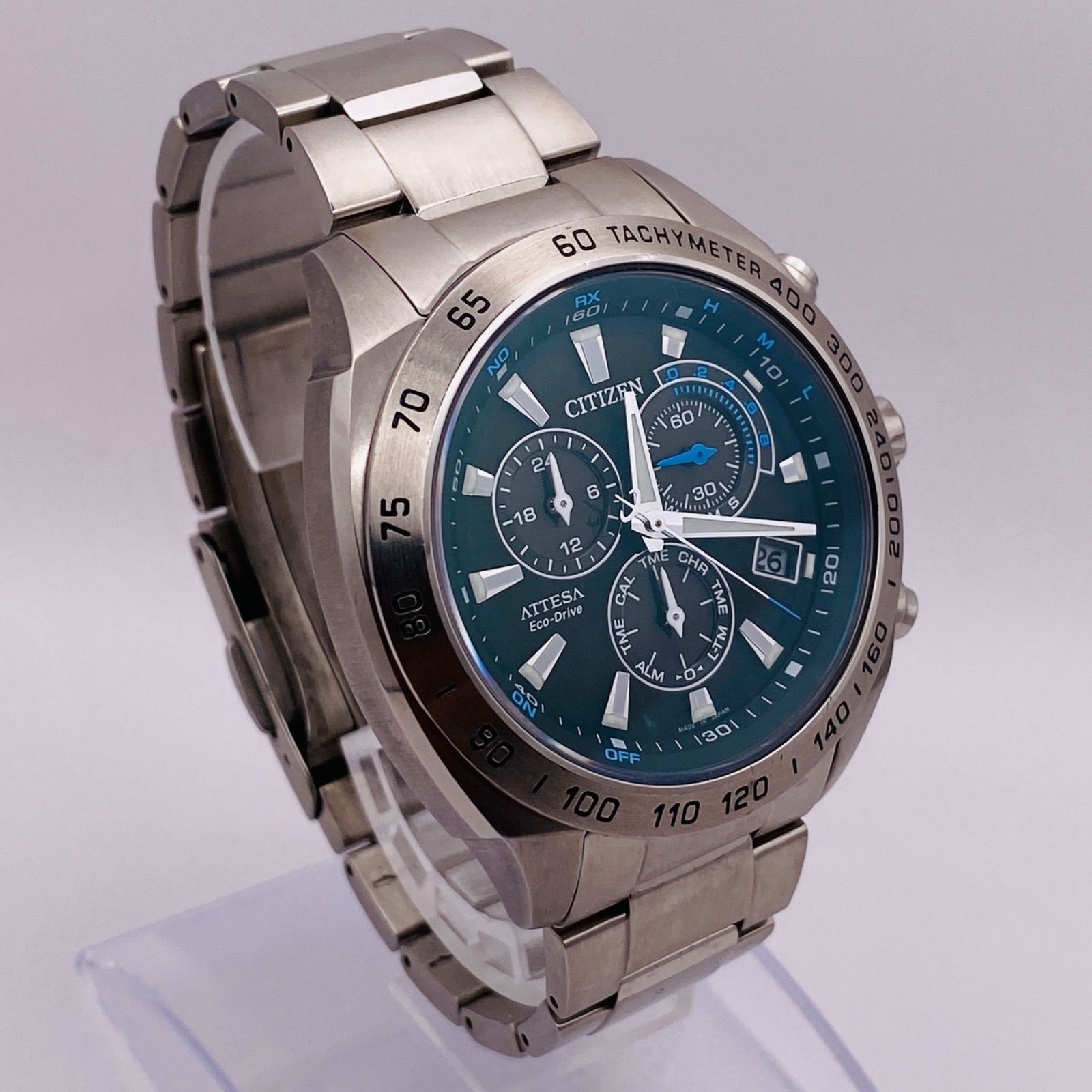 T197）良品 稼動品 CITIZEN シチズン 電波ソーラー ECO-DRIVE ATTESA アテッサ クロノグラフ TITANIUM ATP53- 3032 E610-T015573 人気 時計 メンズ ユニセックス - メルカリ