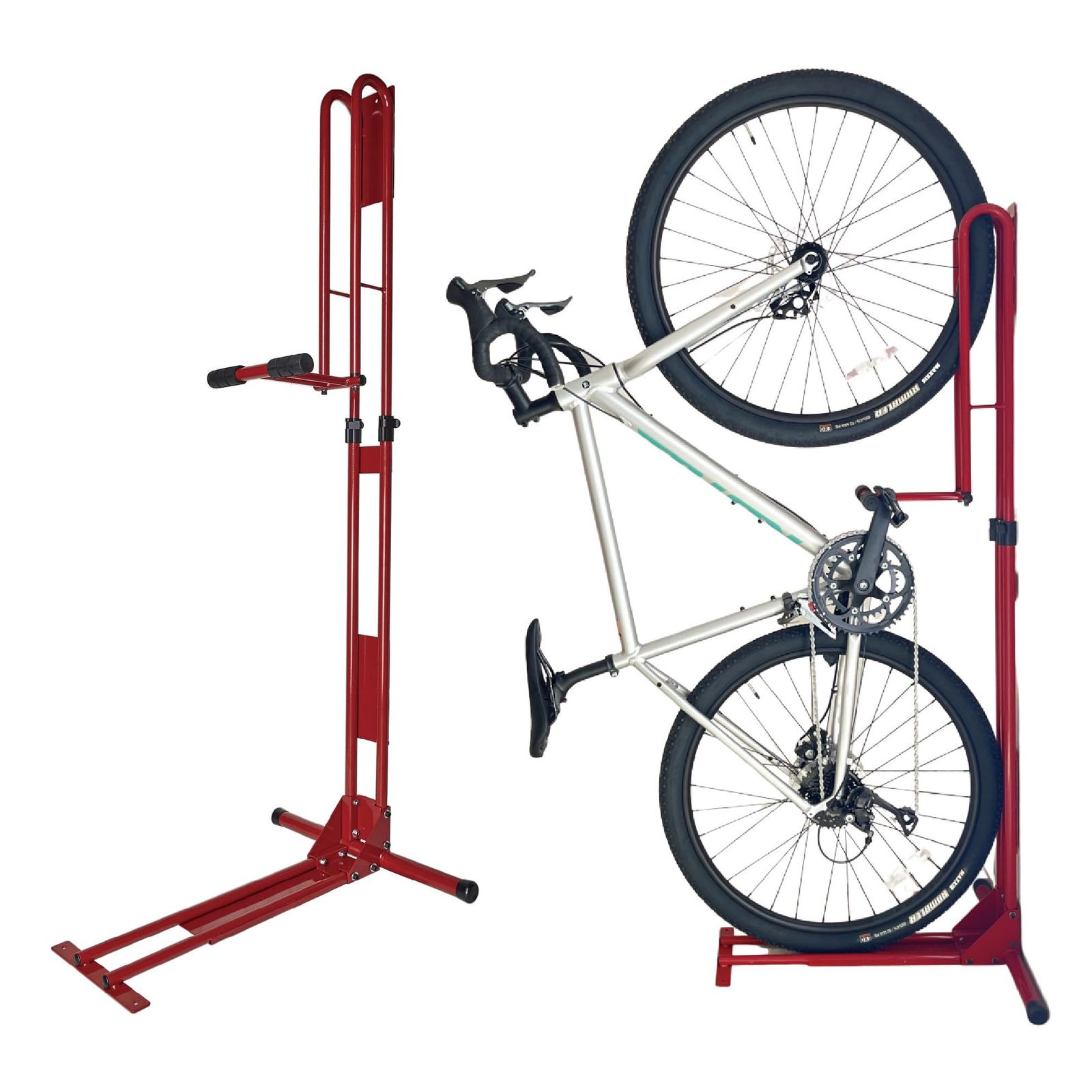 サイクルロッカーCS-650RD 縦置き自転車スタンド ペダルで固定 ロードバイクスタンド 室内部屋置き サイクルラック クランクストッパースタンド