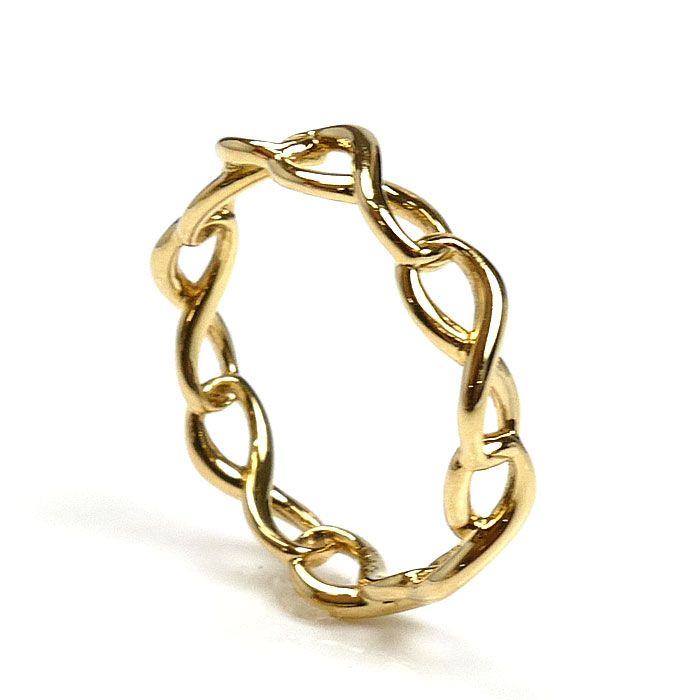 TIFFANY-Co. ティファニー K18YG イエローゴールド インフィニティ ナローバンド リング 指輪 8号 1.7g レディース