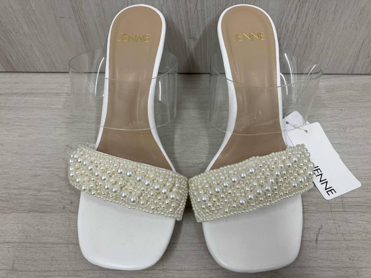 JENNE ジェンヌ パールクリアウェッジサンダル Mサイズ 23~23.5cm ホワイト