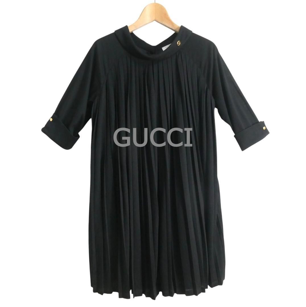 美品 GUCCI グッチ ワンピース ドレス インターロッキングG プリーツ 