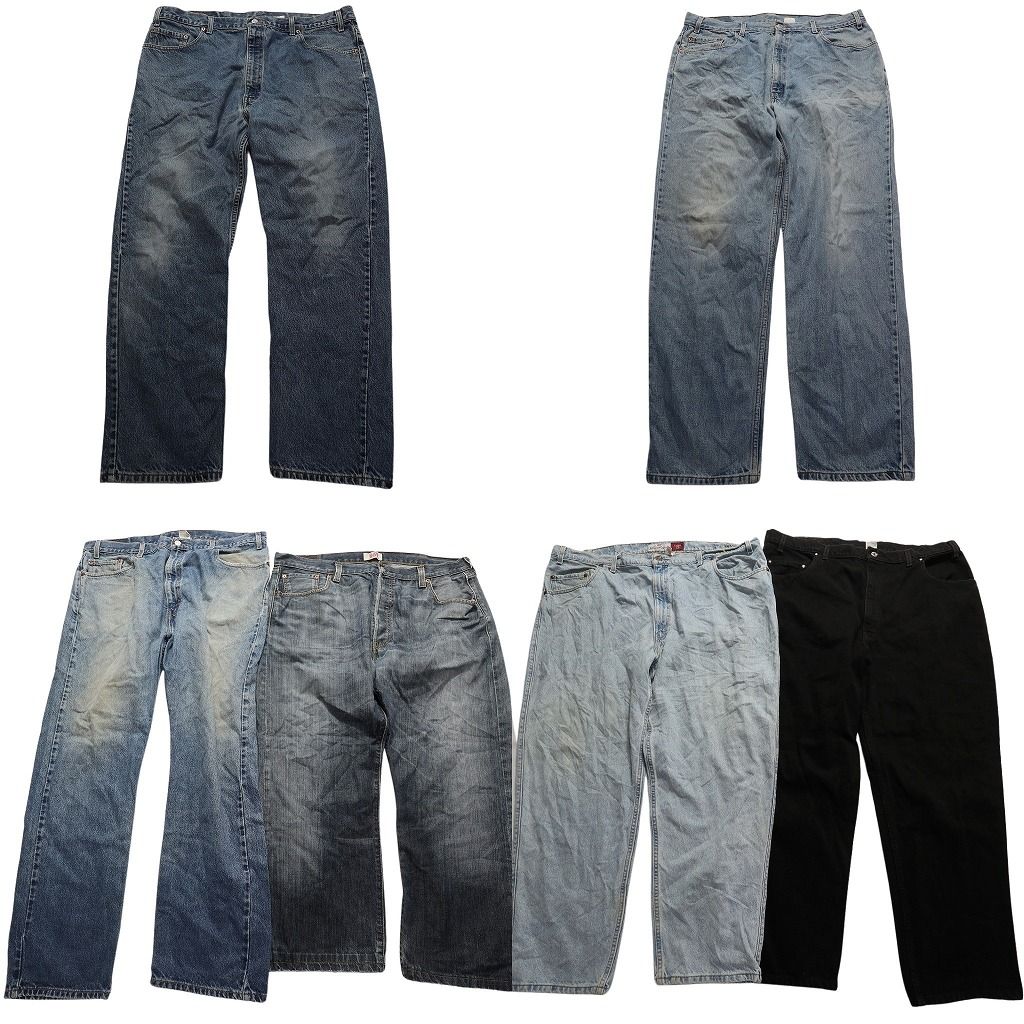 古着卸 リーバイス 紙タグ デニム パンツ 6枚セット メンズ W42 |W44 |W46 ブラック 545 505 550 501 545 古着 NA3111