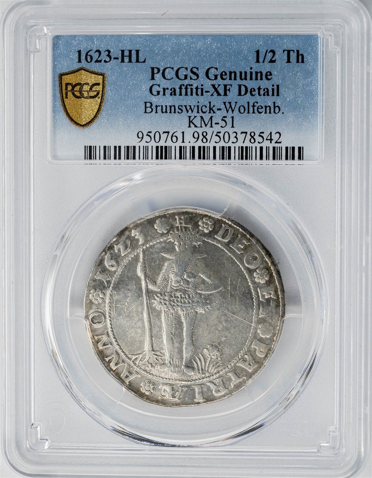 1623-HL Brunswick-Wolfe. 1|2 Thaler KM-51 XF Detail PCGS Secure 948936-4