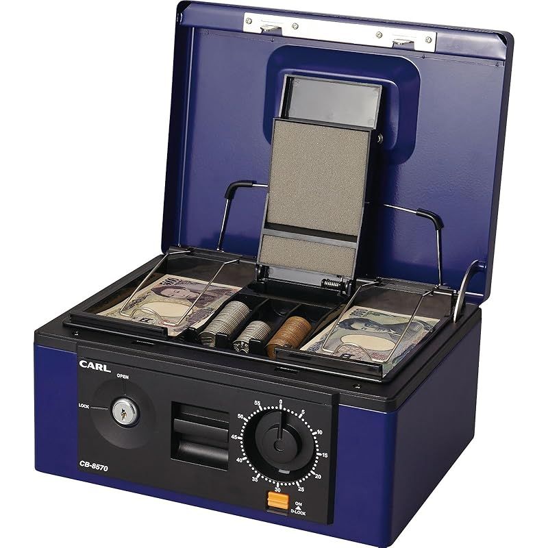 カール事務器 CARL 手提げ金庫 キャッシュボックス A5 ブルー CB-8570 1