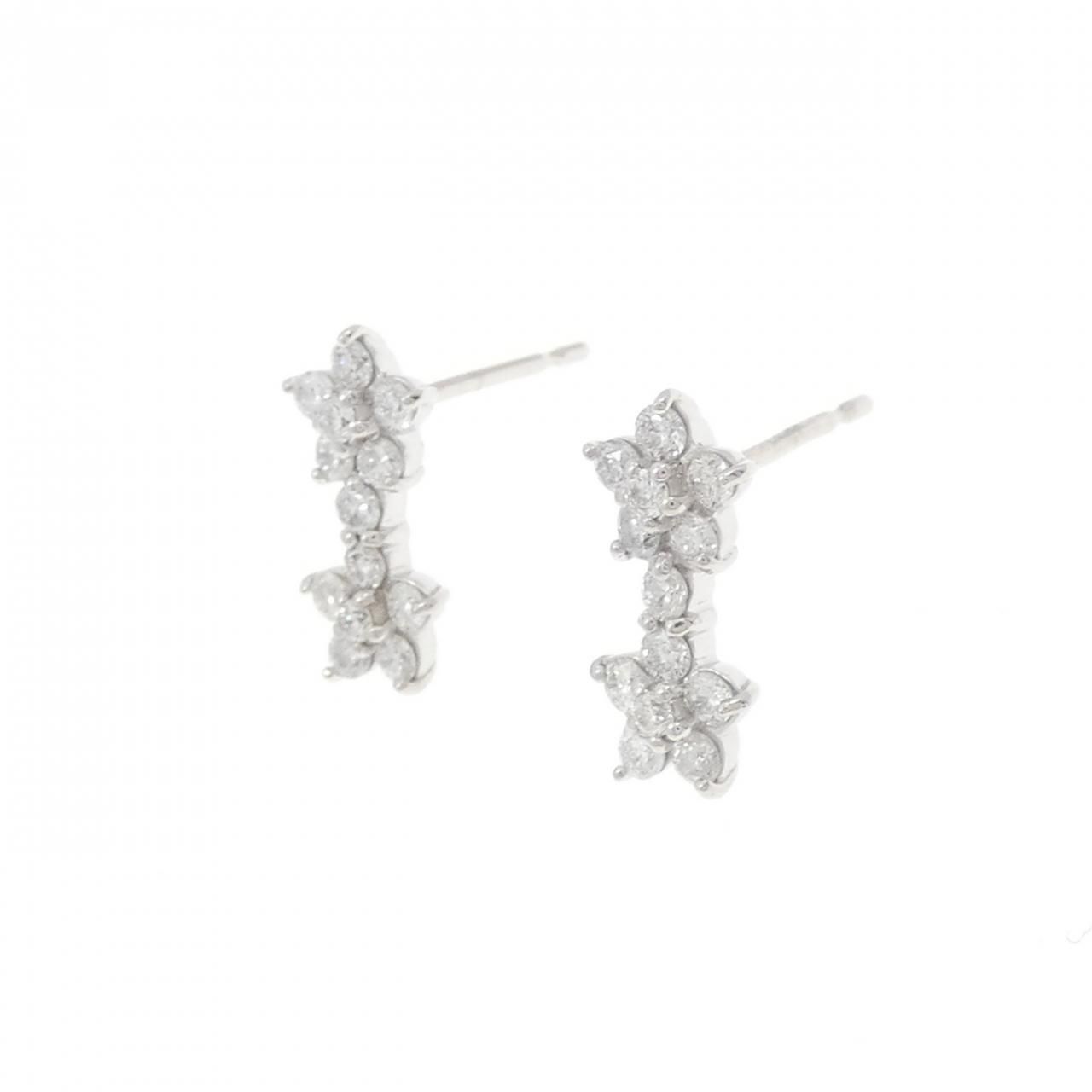 K18WG/K14WG フラワー ダイヤモンド ピアス 0.42CT - メルカリ