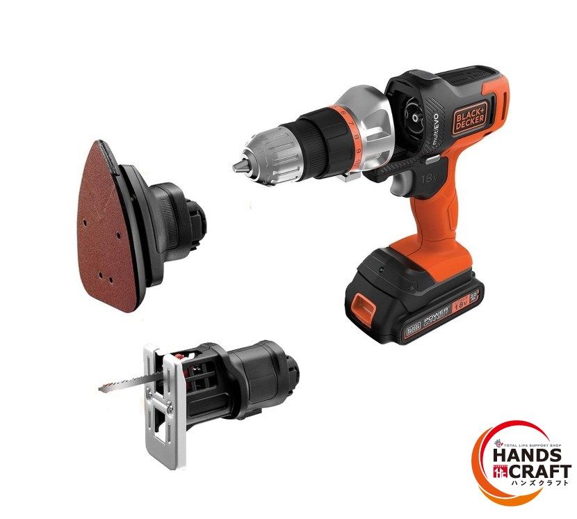 長期 BLACK DECKER 18V コードレスマルチツール EVO185B1 2.0Ah電池|充電器|ケース|交換ヘッド付