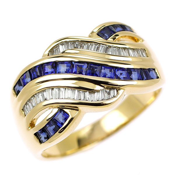 K18YG サファイア ダイヤモンド リング 0.98ct D0.28ct - メルカリ