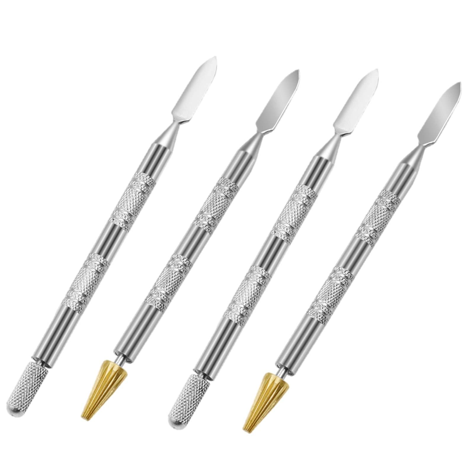 [IBUKI-STYLE] レザークラフト ペン型 コバ塗り器 ローラー ヘラ 工具 ツール トコノール セット DIY 仕上げ ステンレス製 ハンドメイド モデラ (４本セット) [４本セット]