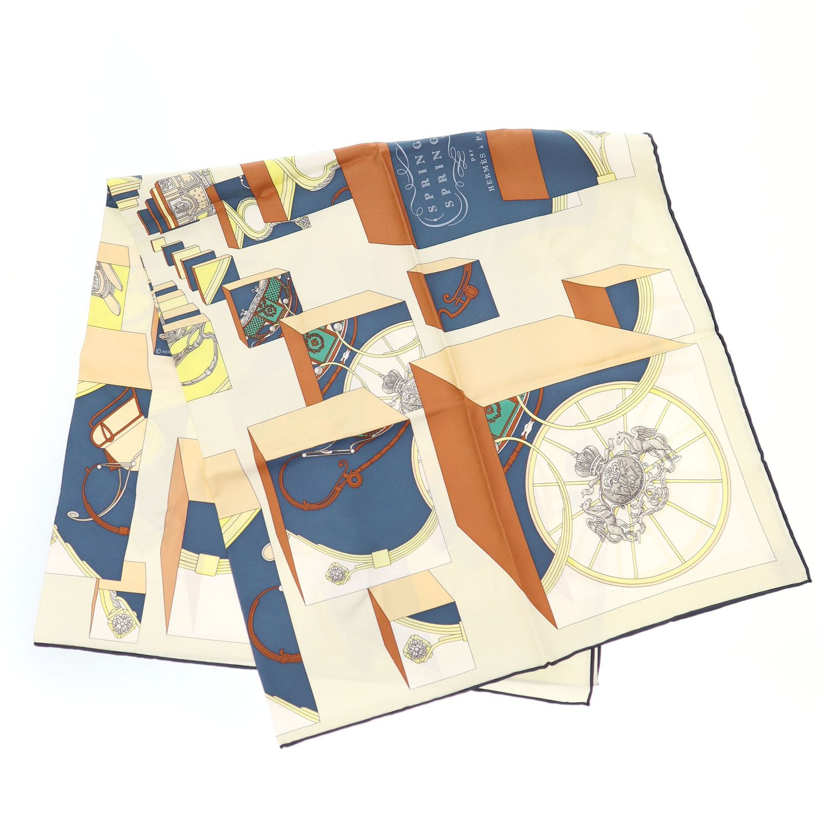 【最終価格】エルメス　カレ90 スカーフ　SPRINGS SPRINGS HERMES Vintage Silk Scarf Carre 90 SPRINGS エルメス シルク