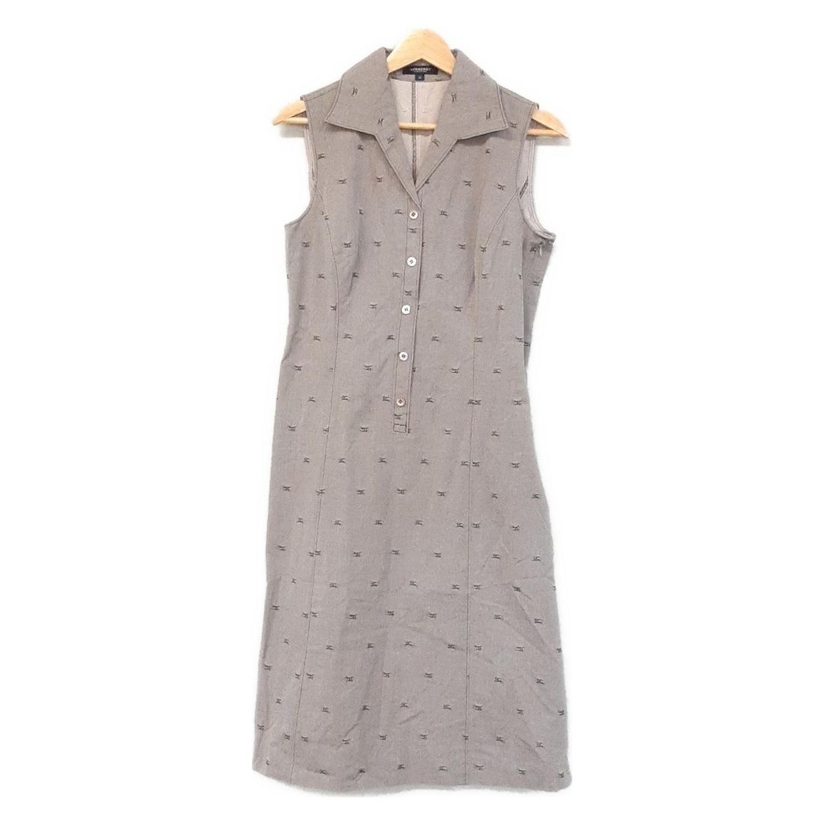 Burberry LONDON バーバリーロンドン ワンピース サイズ42 XL レディース - グレー 開襟 ノースリーブ ロング シャツワンピ 刺繍