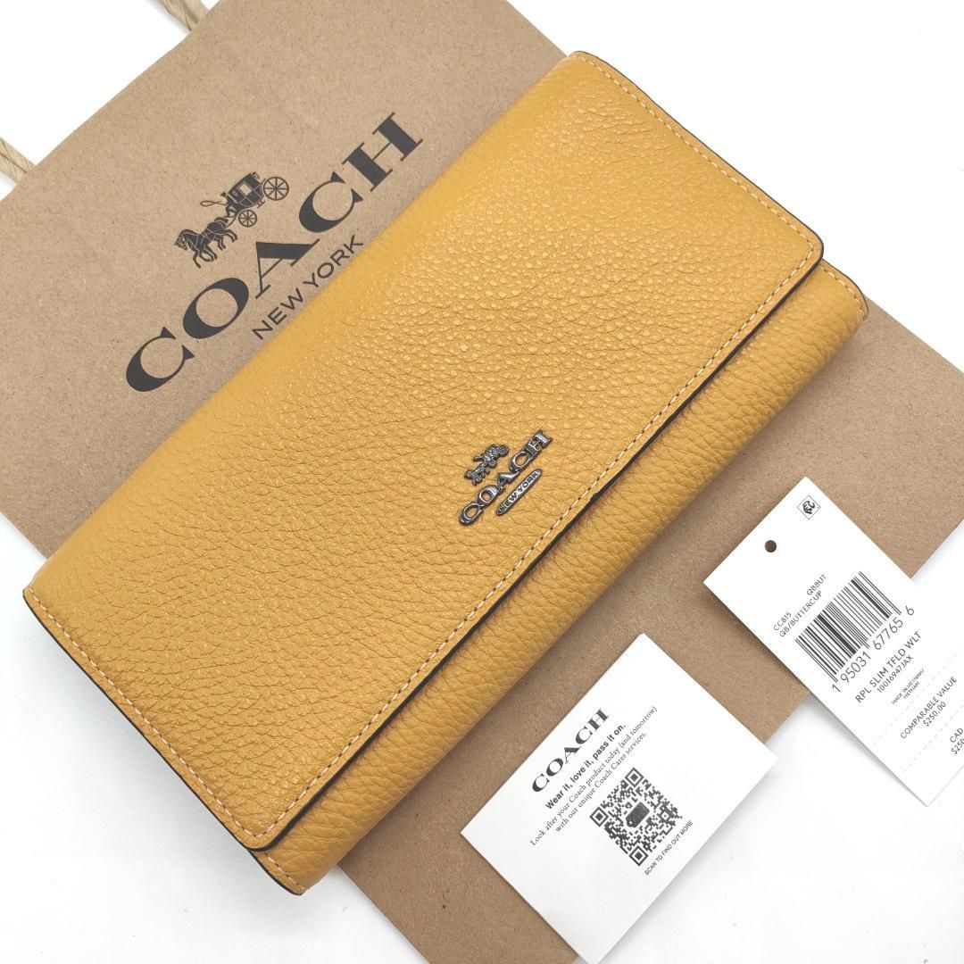 COACH] コーチ 日本未入荷 スリム 三つ折り 長財布 CC815（イエロー 