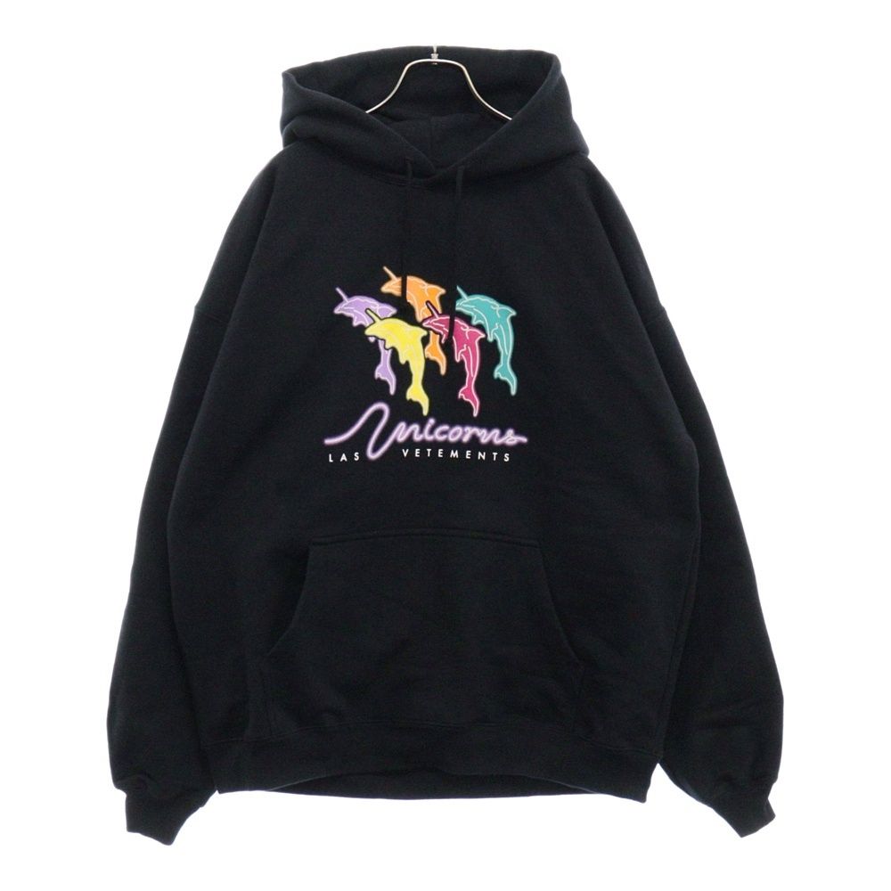 VETEMENTS (ヴェトモン) 22AW DOLPHIN-UNICORN HOODIE ドルフィン ユニコーン プルオーバーパーカー UA53HD220B ブラック -