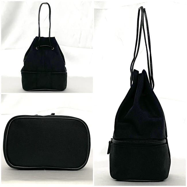 グッチ 巾着 ポーチ ブラック 039 1053 美品 キャンバス レザー