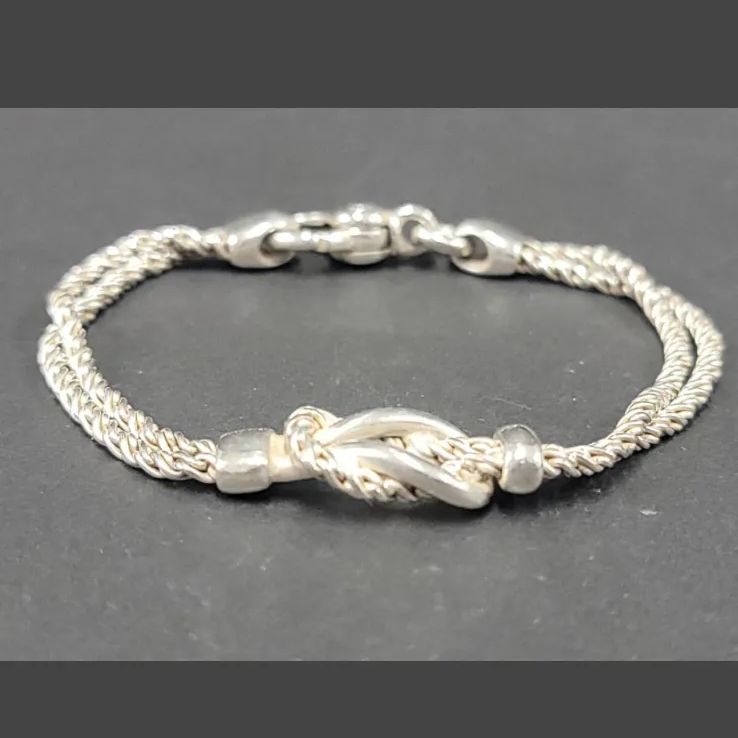 ✨美品✨Tiffany&Co. ティファニー　カーブドハートブレスレット　保存袋 ティファニー Tiffany&Co. ダブルループ シルバーブレスレット