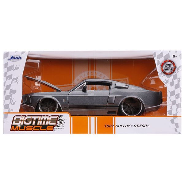 JADATOYS 1:24 BTM 1967 Shelby GT-500 GRAY with BLACK STRIPES