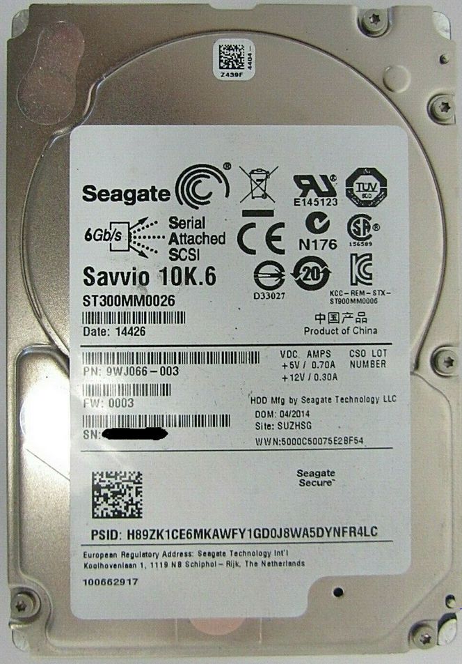 Seagate 9WJ066-003 Savvio 10K.6 ST300MM0026 300GB SAS 64MB HDD B-3 ロット 2