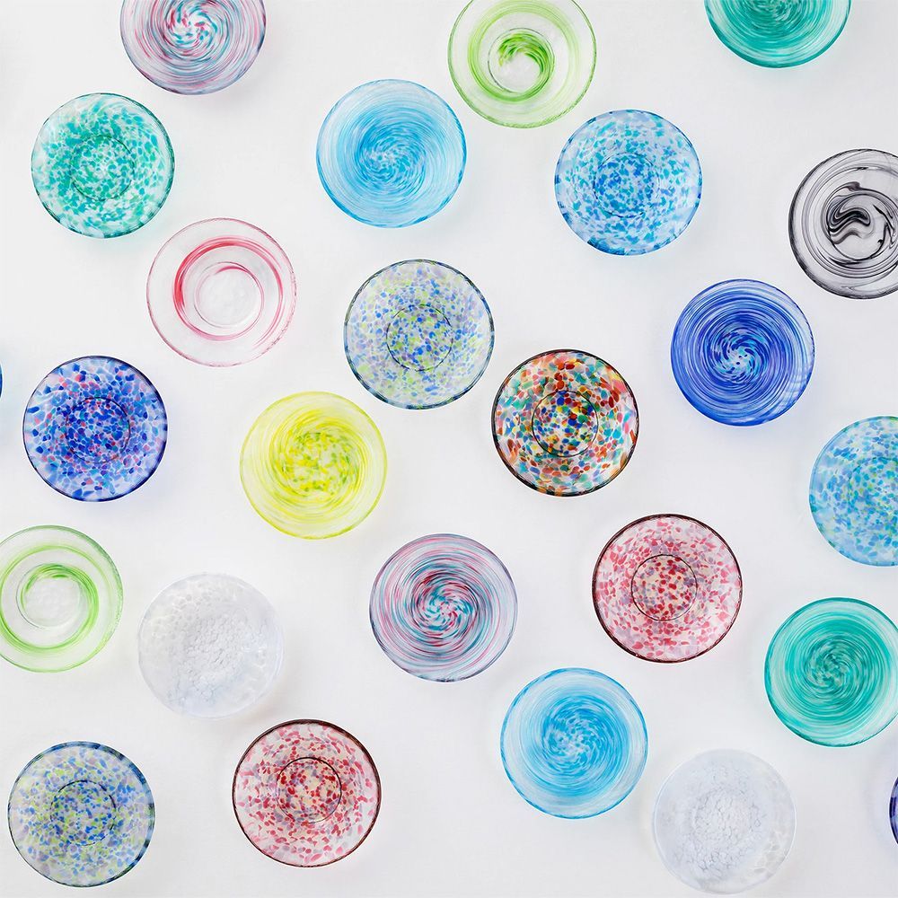 津軽びいどろ 色色豆皿 しずく 1個 いろいろまめざら 10cm 小皿