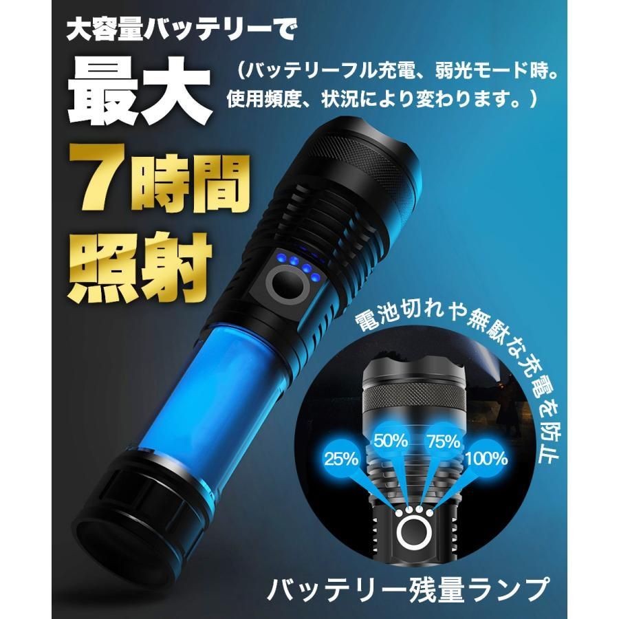 懐中電灯 LED 強力 充電式 防災グッズ 電池式 軍用 小型 ライト
