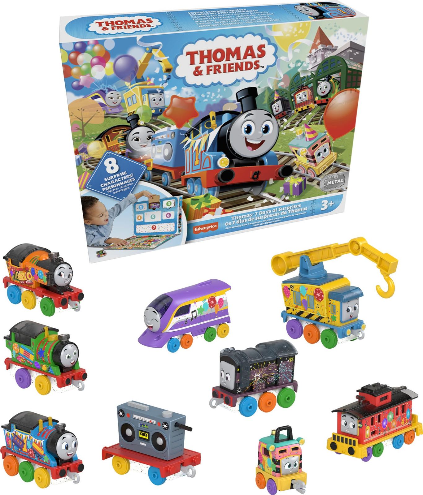 Thomas - Friends Toy Trains Gift Set Thomas 7 Days of Surprises 10-Piece Diecast Vehicles with Cargo for Kids Ages 3 Years