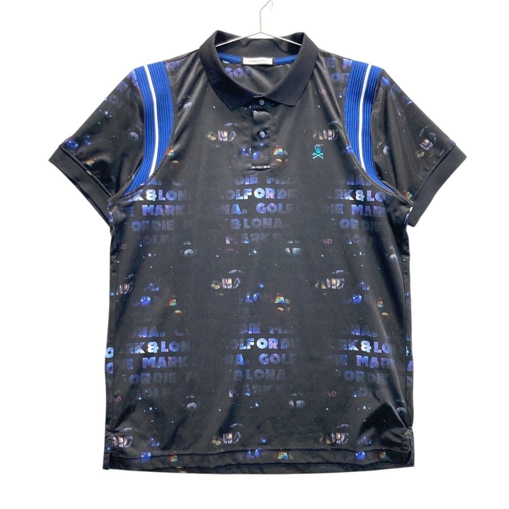 サイズ 48 MARK-LONA マークアンドロナ 半袖ポロシャツ 総柄 ブラック系 240101469552 ゴルフウェア メンズ ストスト