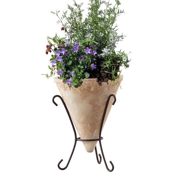 プランター 植木鉢 素焼き おしゃれ テラコッタ ベトナム製プランターコーン アンティコ アイアン付き 35×48cm WWW_GEBZETESISAT_COM_TR