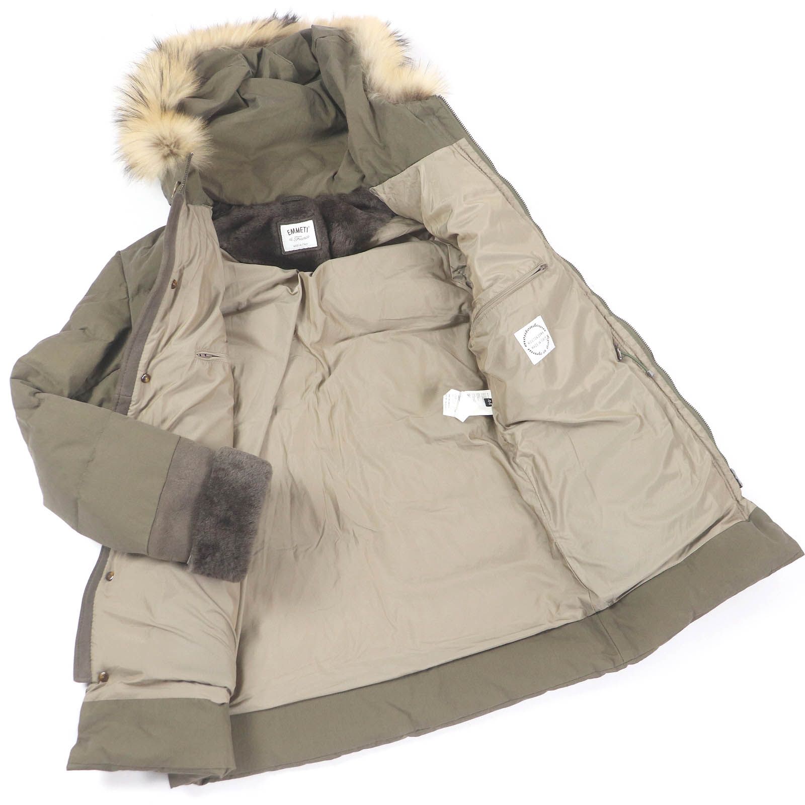 美品□EMMETI エンメティ ムートン ラムレザーパイピング ラクーン