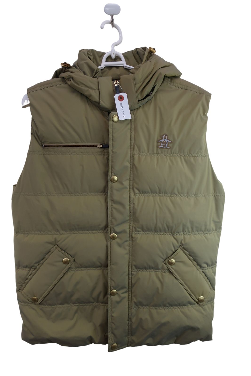【美品】Munsingwear(マンシングウェア) ダウンベスト ベージュ メンズ LL ゴルフ用品 2405-0267 中古