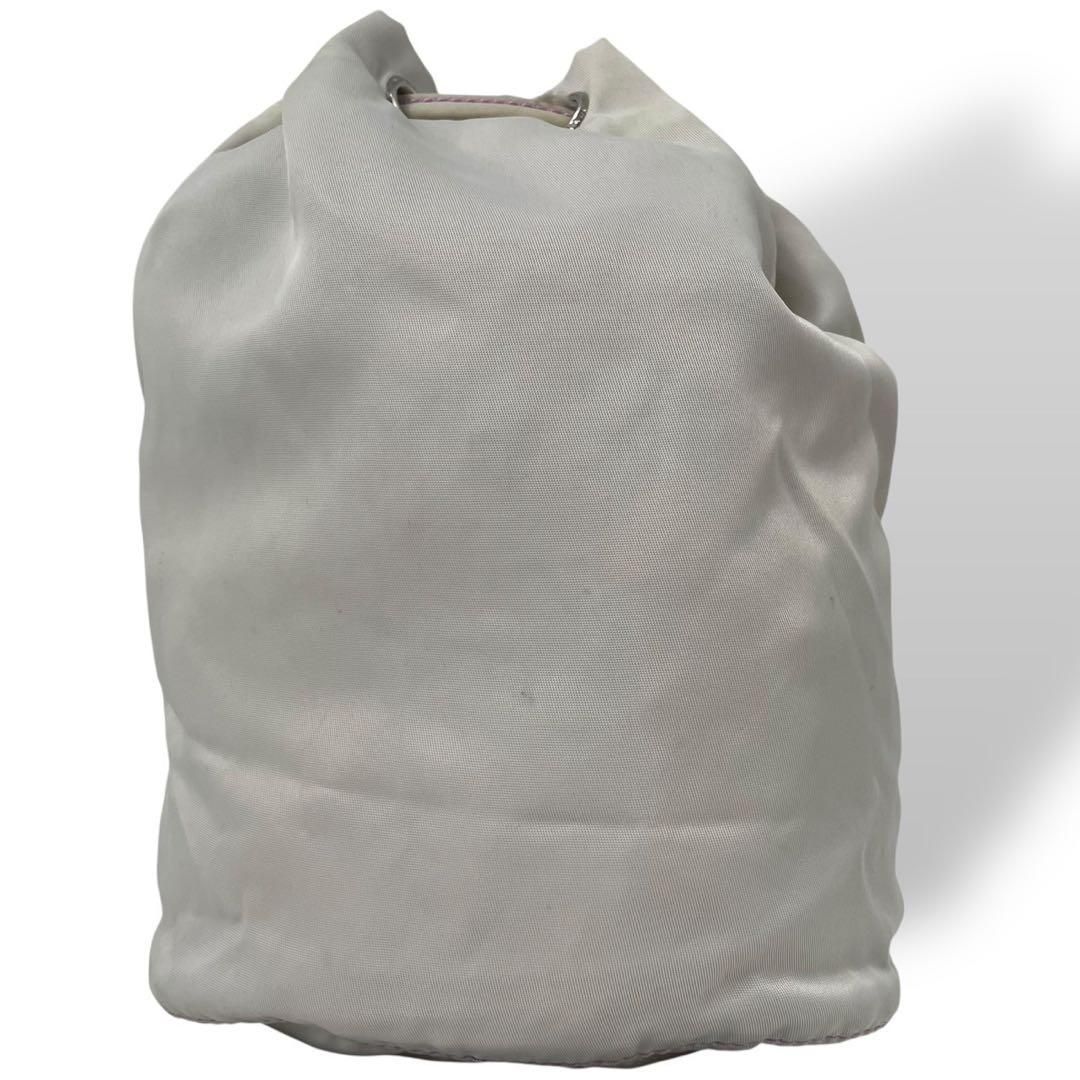 良品 4784 PRADA プラダ 巾着 ポーチ 三角プレート ナイロン グレー