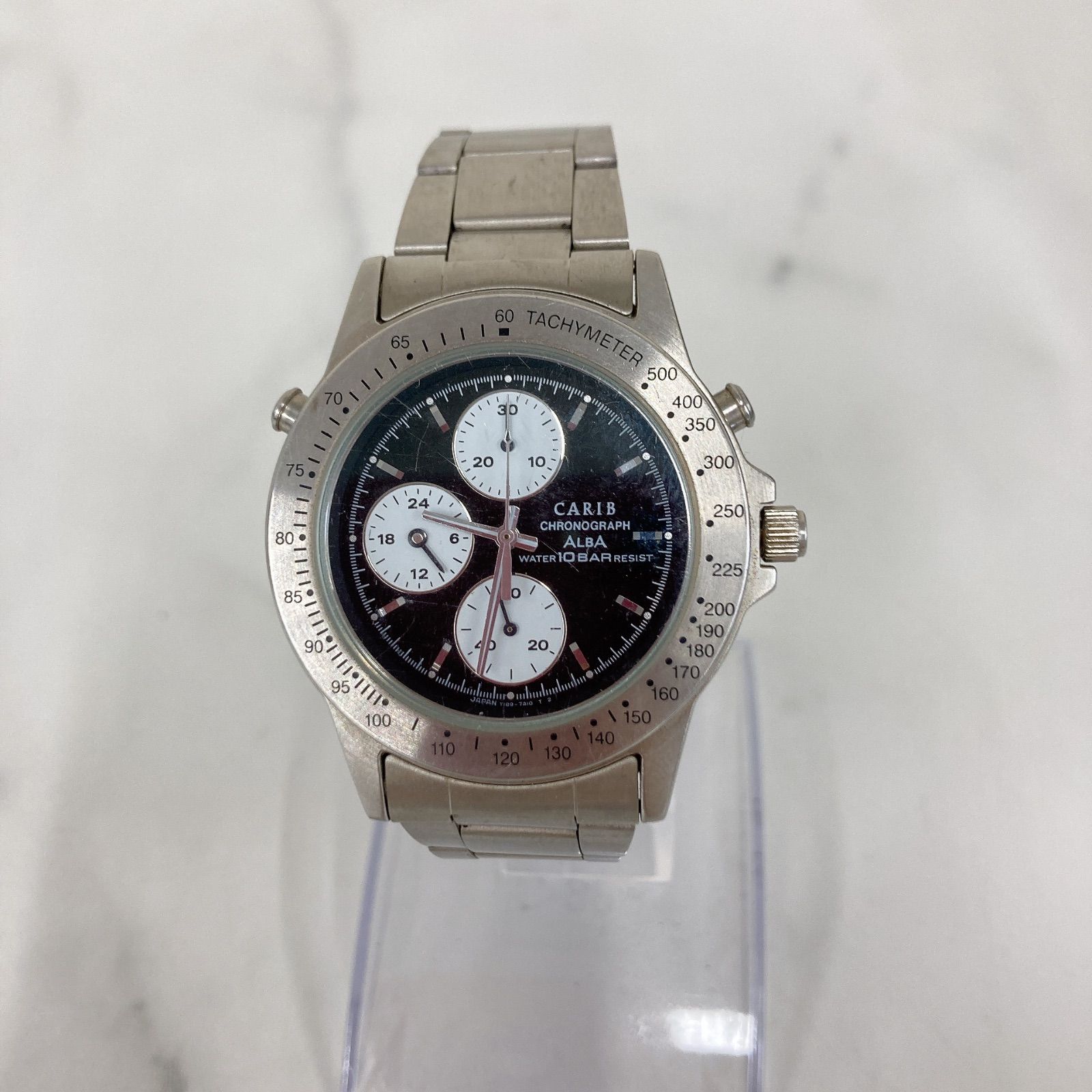 ALBA CARIB クロノ 紳士用腕時計 Y 189 7A10 日本型 Vintage ALBA (SEIKO) CARIB CHRONOGRAPH Y189-7A10 QUARTZ