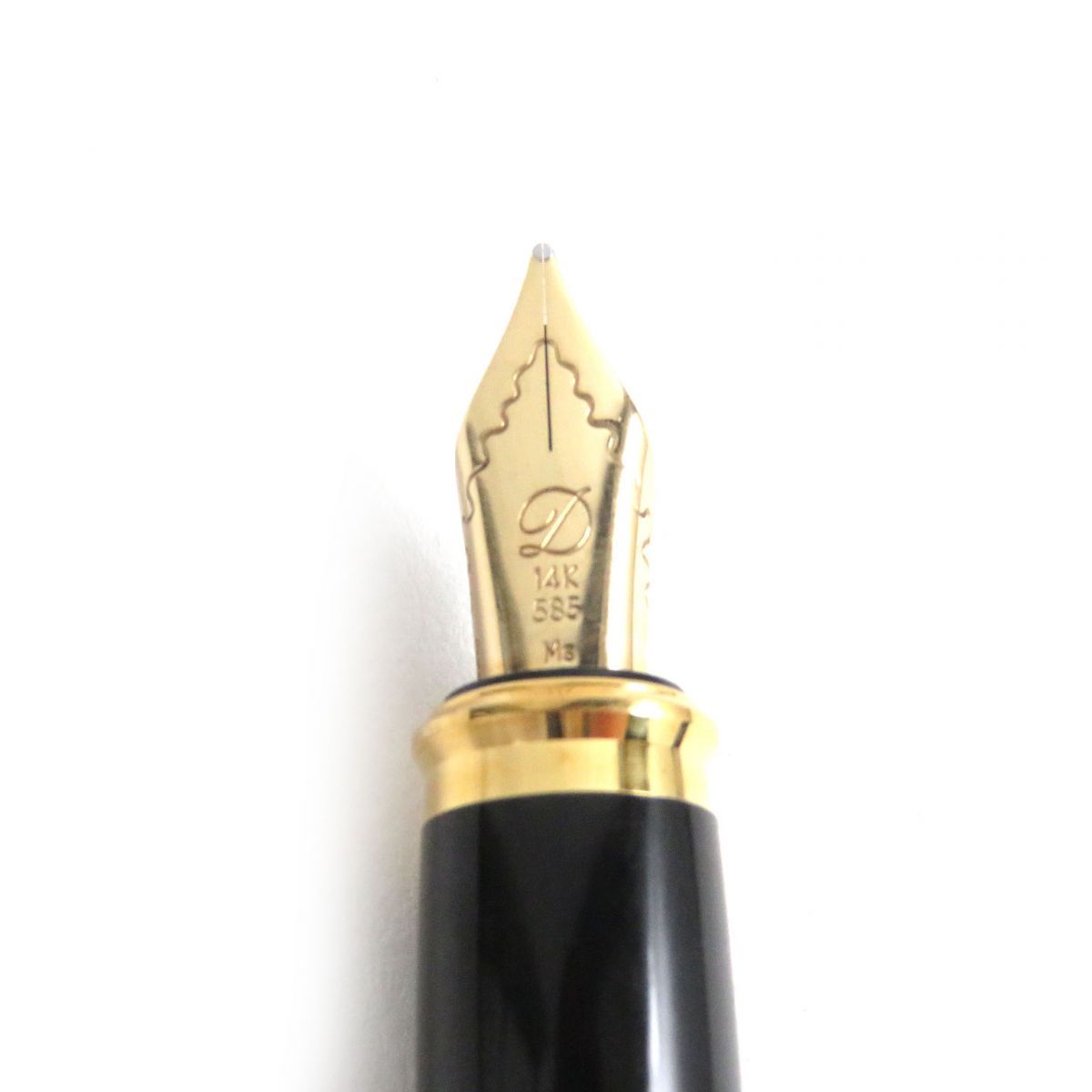 美品□S.T.Dupont/エステーデュポン ラインD マーブル柄 ペン先14K ニブM 万年筆 ボルドー×ゴールド フランス製 ケース付き インク無し